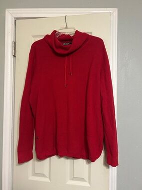 72HR⏳Free Shipping📦 Lauren Ralph Lauren red Cowl neck drawstring sweater